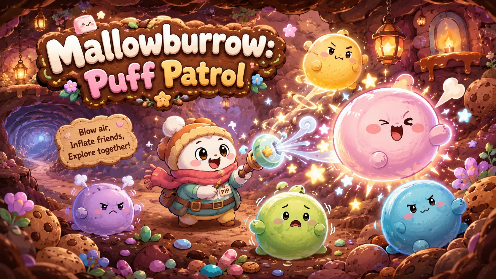 Mallowburrow: Puff Patrol cozy arcade game hero image